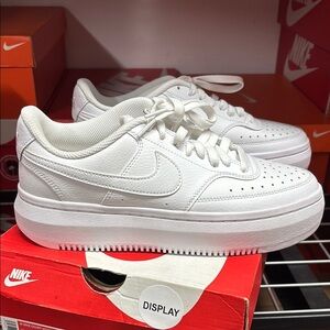 Women’s Nike Court Vision Alta Low Triple White (lifted)